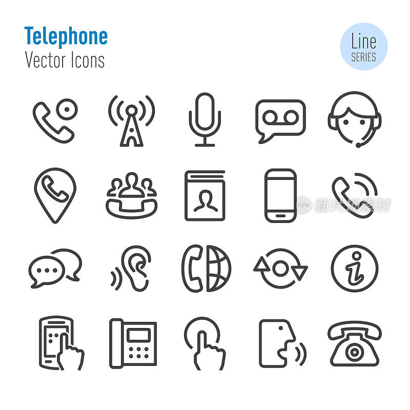 Telephone Icons - Vector Line Series